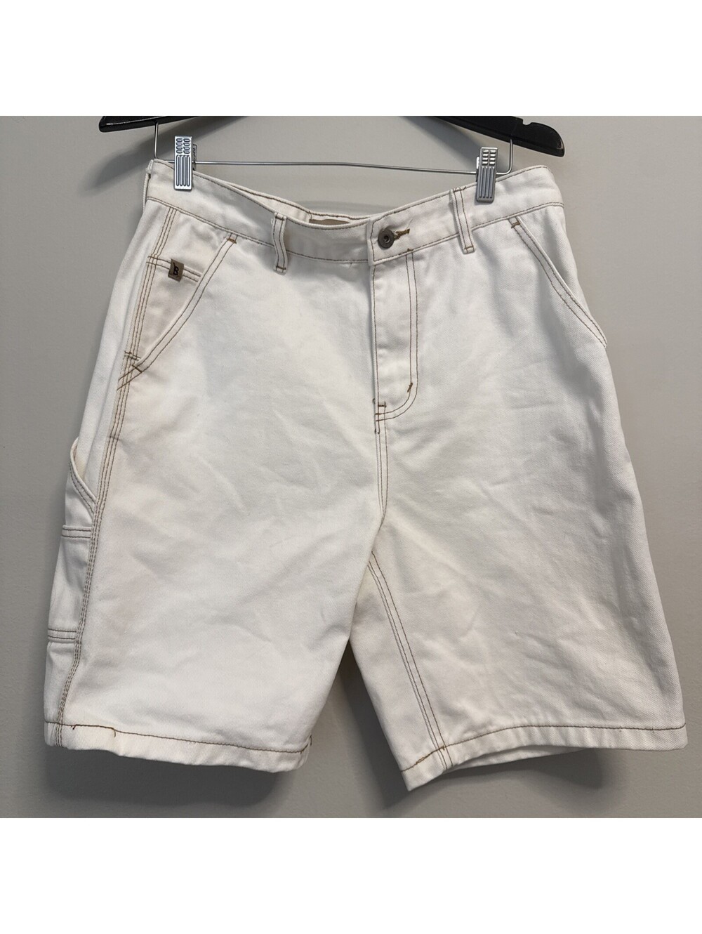 Broken Threads White Denim Carpenter Shorts Men’s Size 30 Utility Workwear Jorts